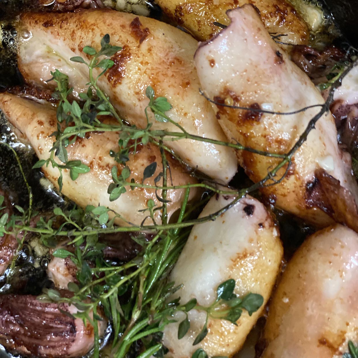 Gambas aus der Gusspfanne
